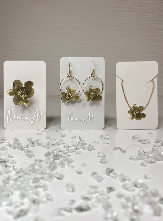 Virágos epoxi gyanta ékszer szett, több színben