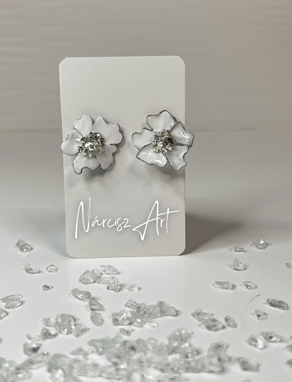 Dupla Virágos epoxi gyanta fülbevaló, több színben