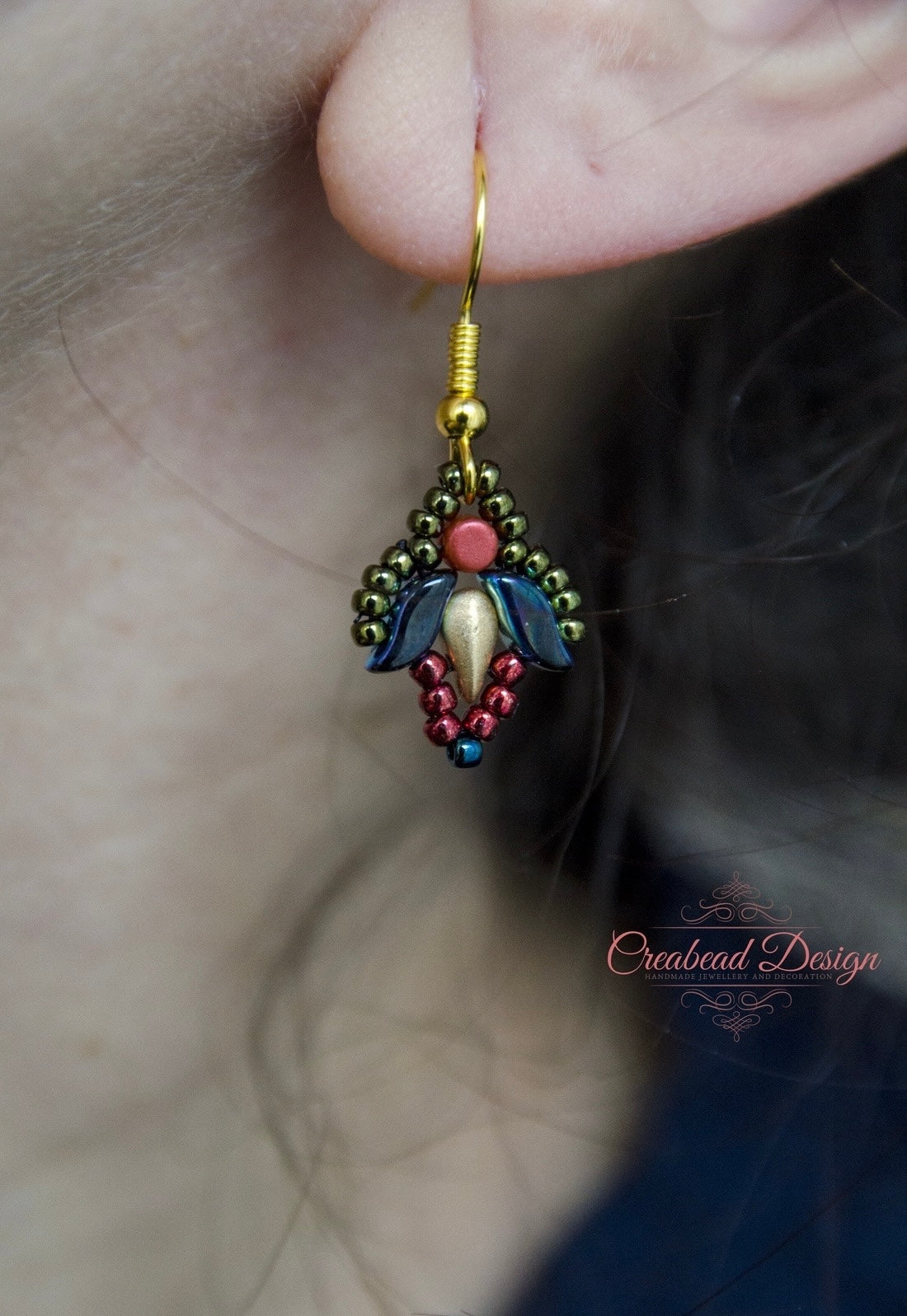 Matyó tulipán mintájú fülbevaló több formában