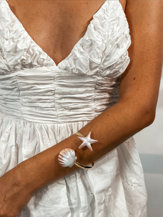 Tengeri kagyló és csillag epoxi gyanta női karperec