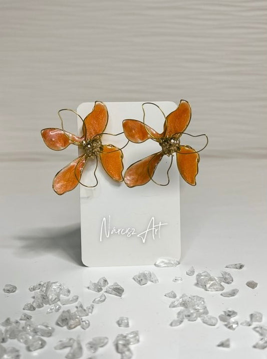 Virág formájú epoxi gyanta fülbevaló több színben