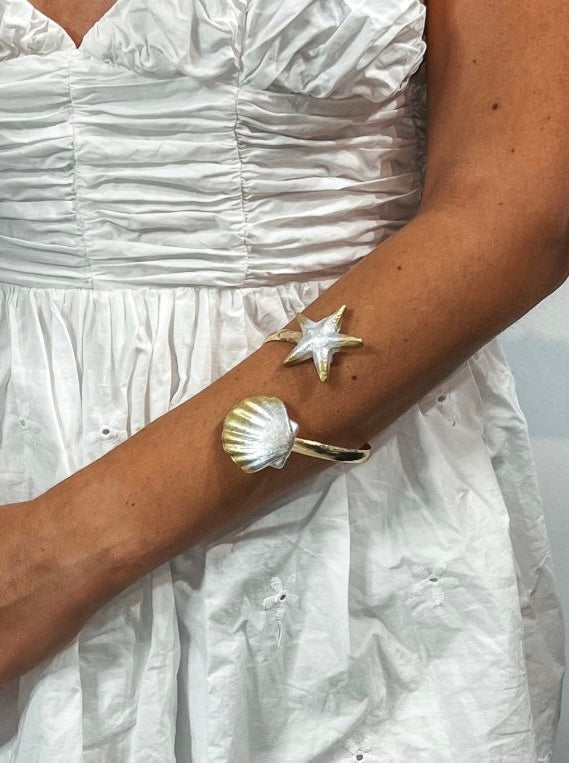 Tengeri kagyló és csillag epoxi gyanta női karperec