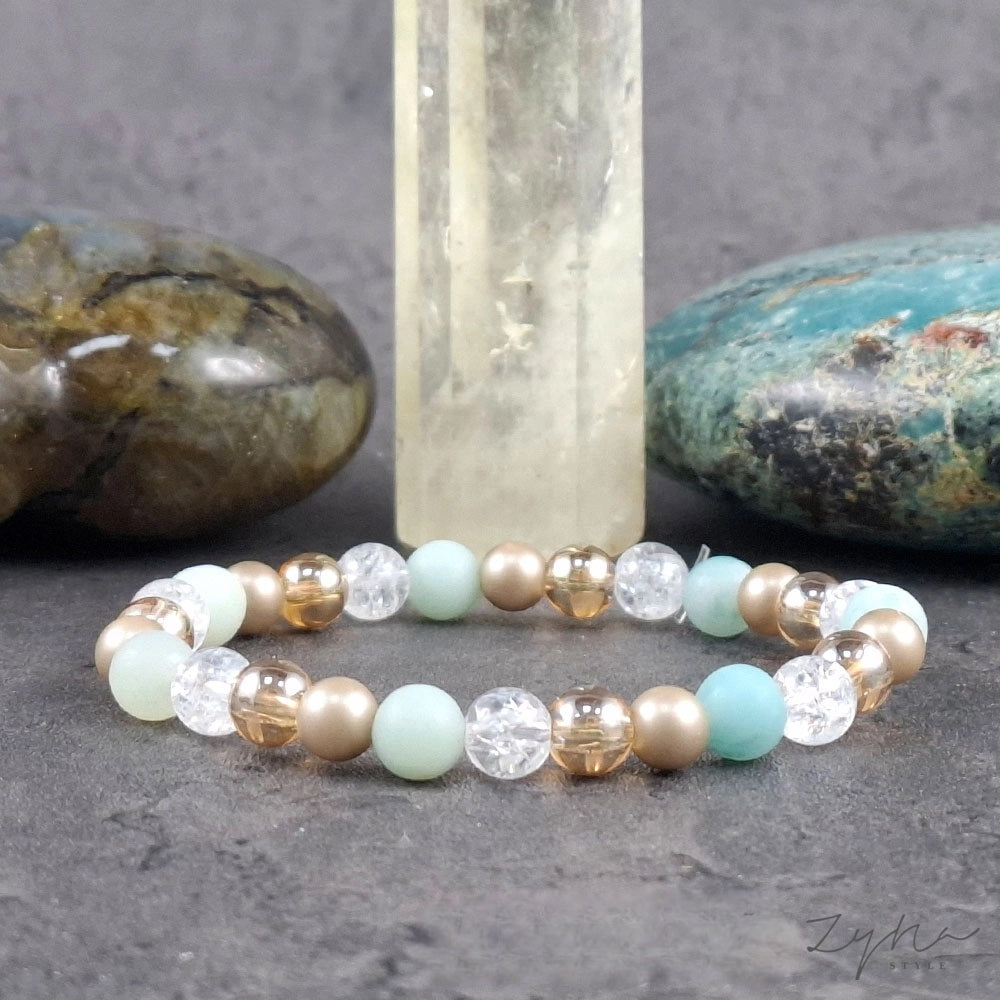 Stresszoldó 6mm-es ásvány karkötő napfény aura kvarccal