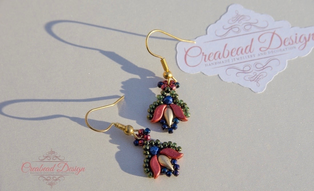 Matyó tulipán mintájú fülbevaló több formában