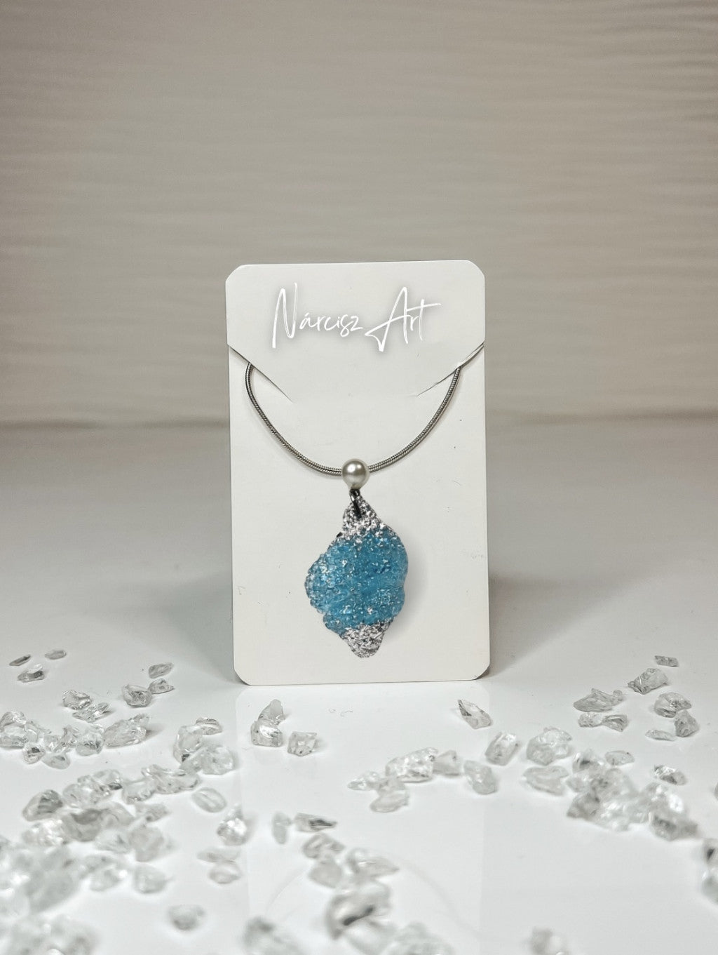 Kagyló formájú epoxi gyanta nyaklánc, két formában és több színben