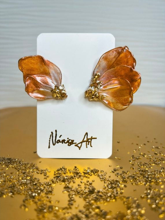 Asszimetrikus Virágos epoxi gyanta fülbevaló, több színben