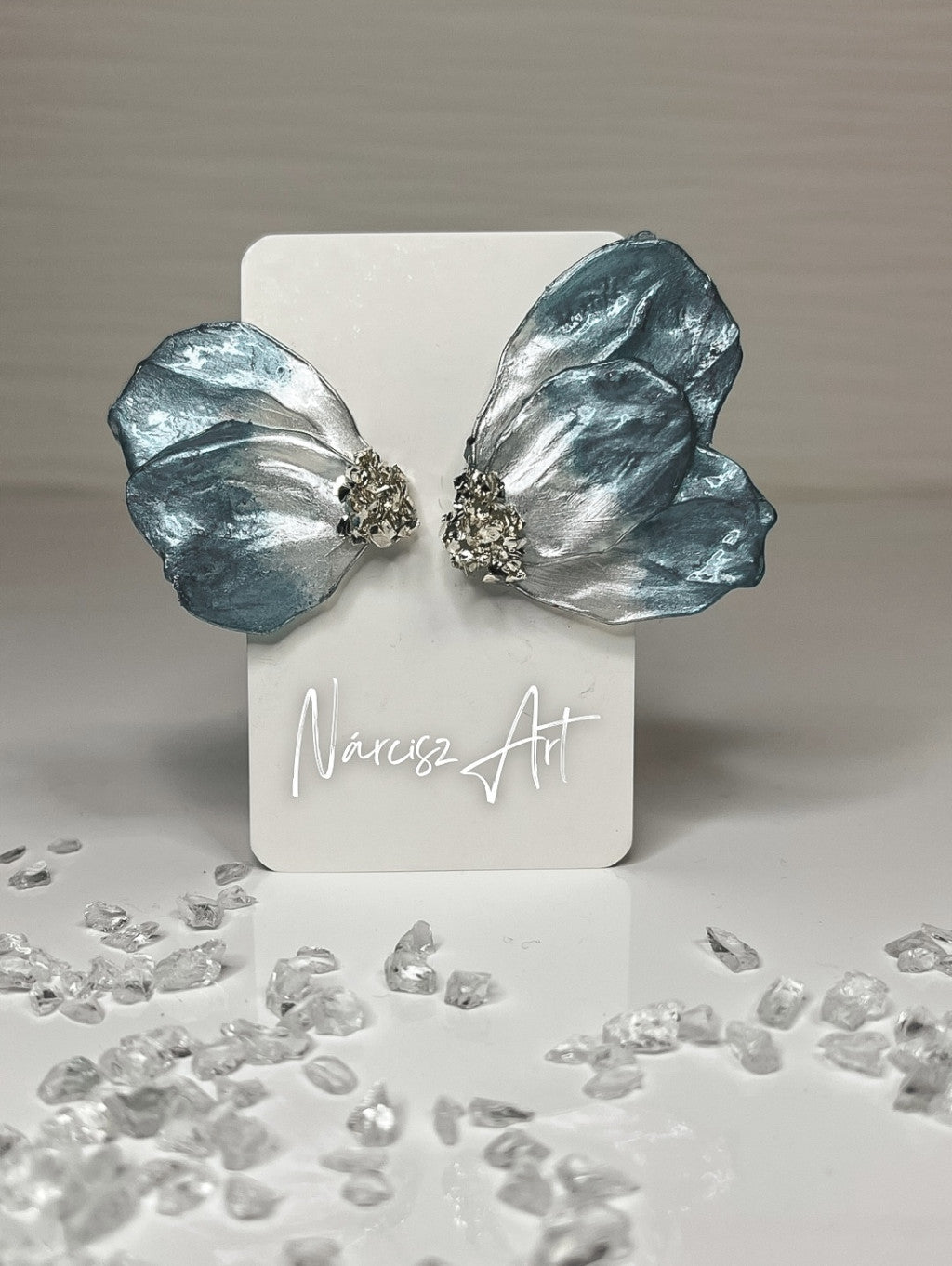 Asszimetrikus Virágos epoxi gyanta fülbevaló, több színben