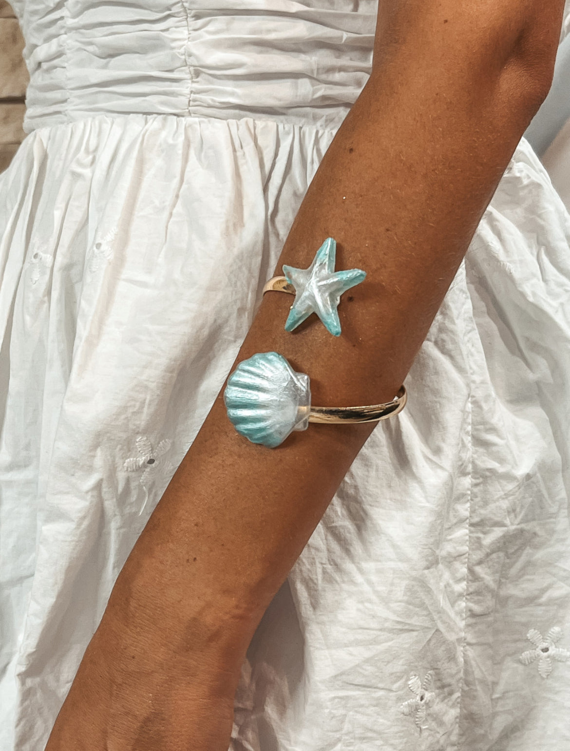 Tengeri kagyló és csillag epoxi gyanta női karperec