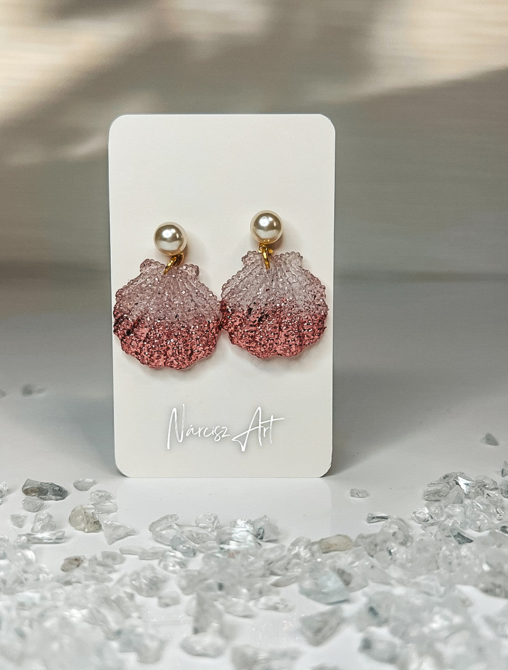 Kagylós formájú epoxi gyanta fülbevaló, több színben