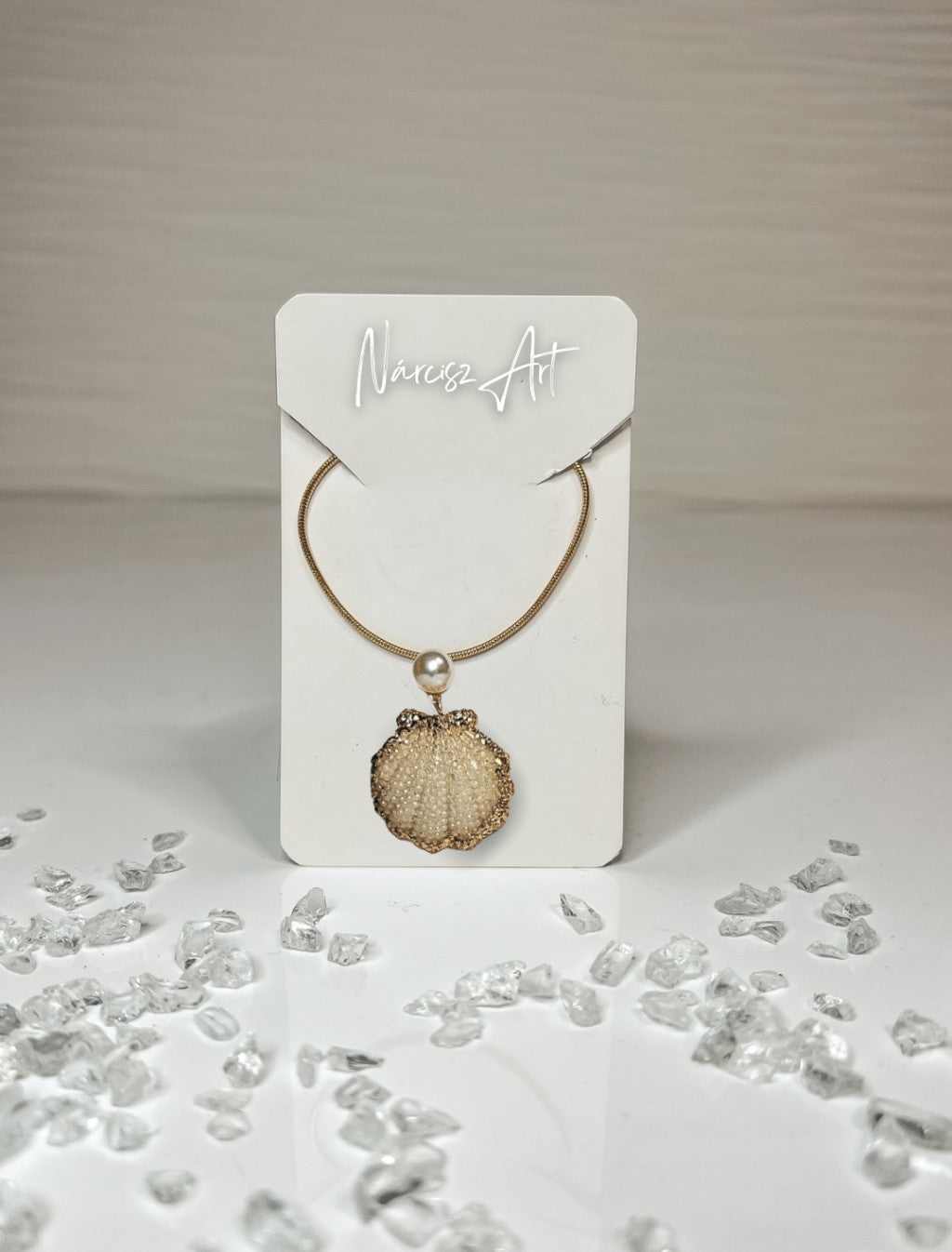 Kagyló formájú epoxi gyanta nyaklánc, két formában és több színben