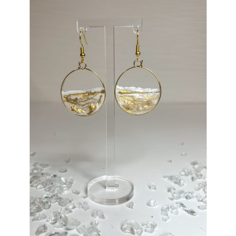 Geometriai mintás epoxi gyanta fülbevalók több formában és több színben