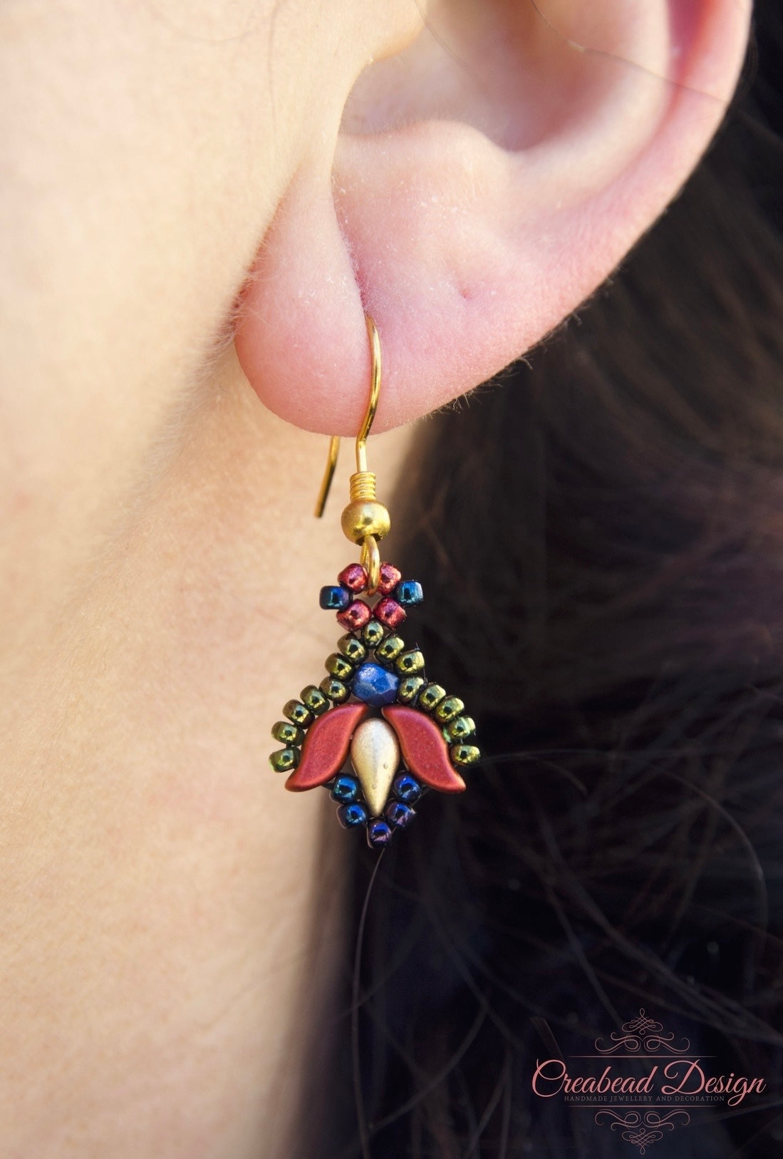 Matyó tulipán mintájú fülbevaló több formában