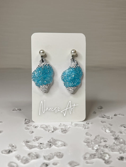 Kagyló formájú epoxi gyanta fülbevaló, több színben