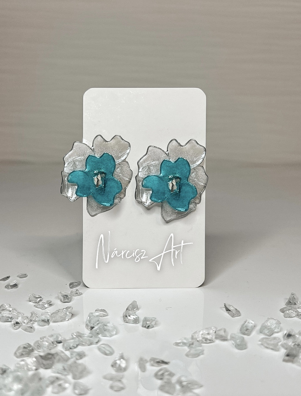 Dupla Virágos epoxi gyanta fülbevaló, több színben