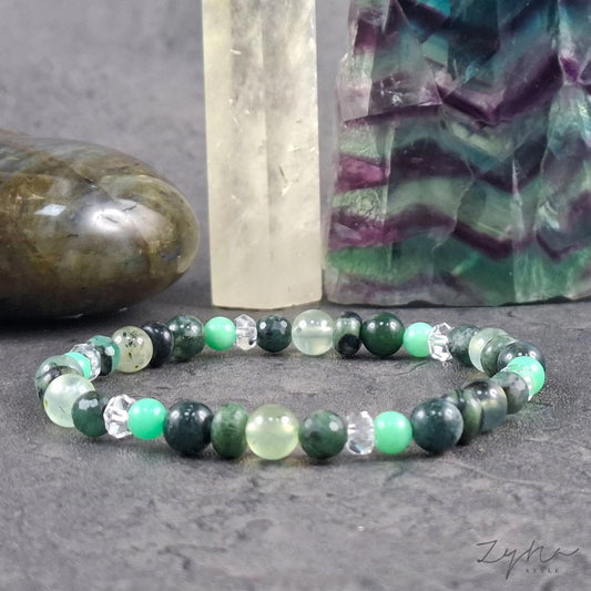 Lélek gyógyító drágakő karkötő rubin zoizittal, 6 mm