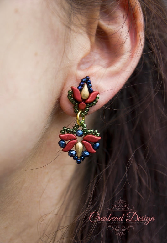 Matyó stílusú elegáns fülbevaló