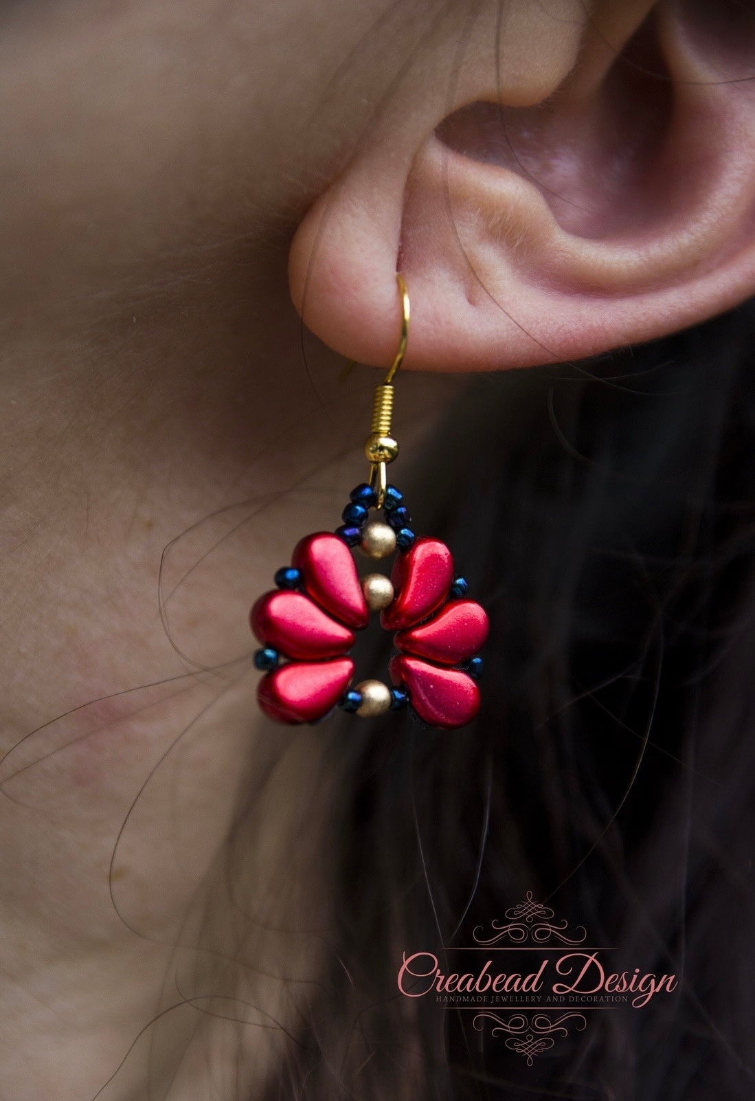 Matyórózsa stílusú fülbevaló több színben