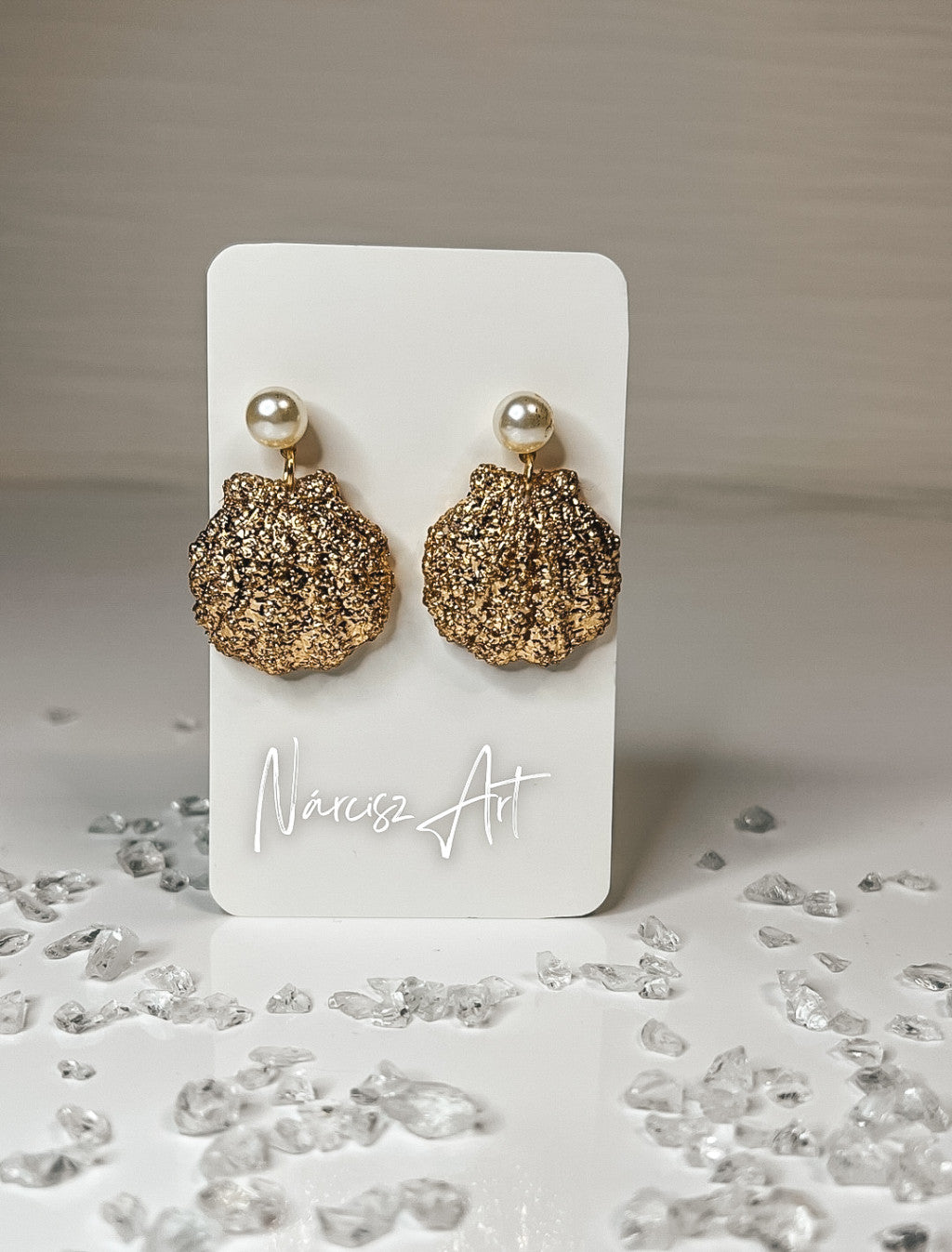 Kagylós formájú epoxi gyanta fülbevaló, több színben