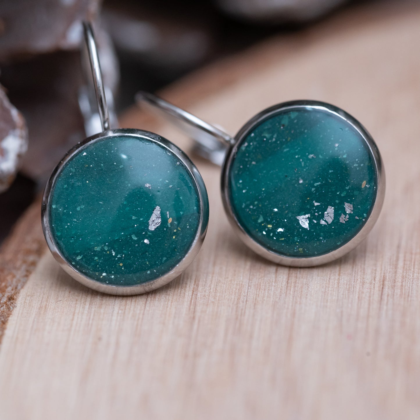 Cabochon stílusú fülbevalók - kék színárnyalatok