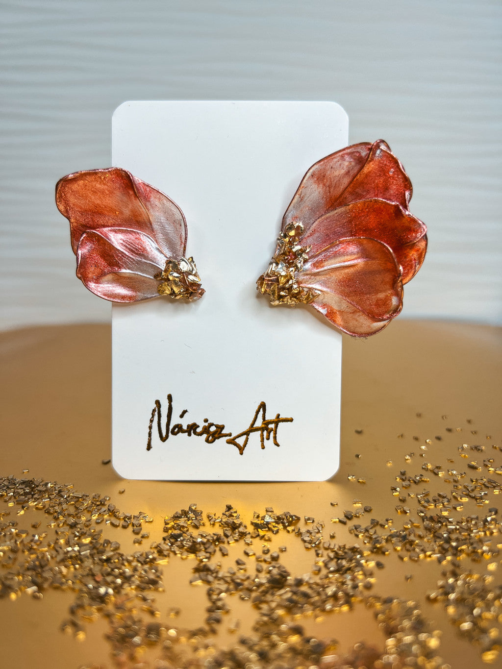 Asszimetrikus Virágos epoxi gyanta fülbevaló, több színben