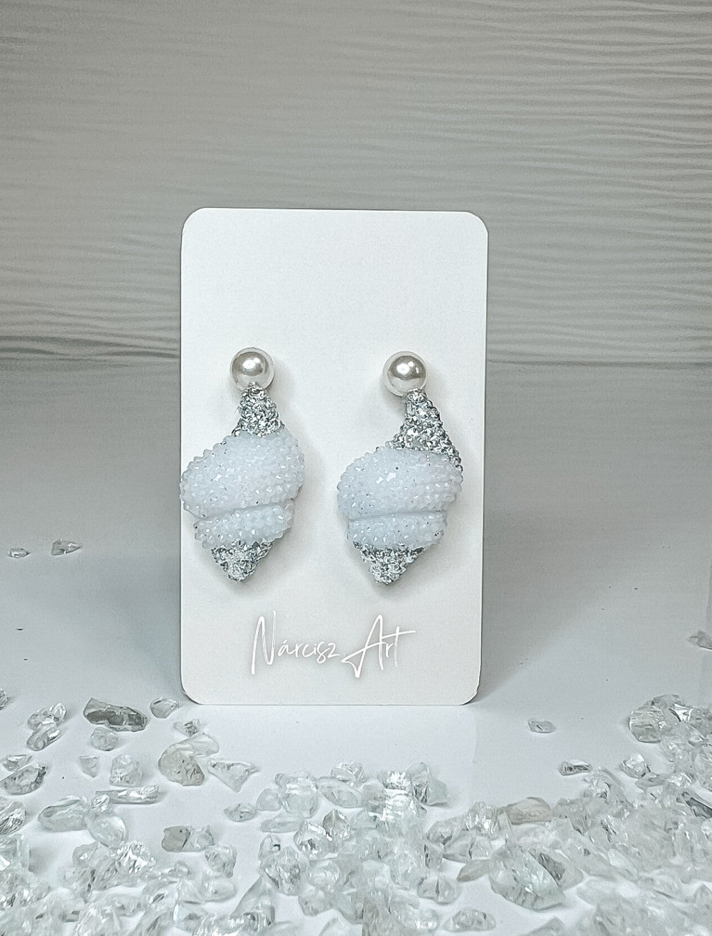 Kagyló formájú epoxi gyanta fülbevaló, több színben