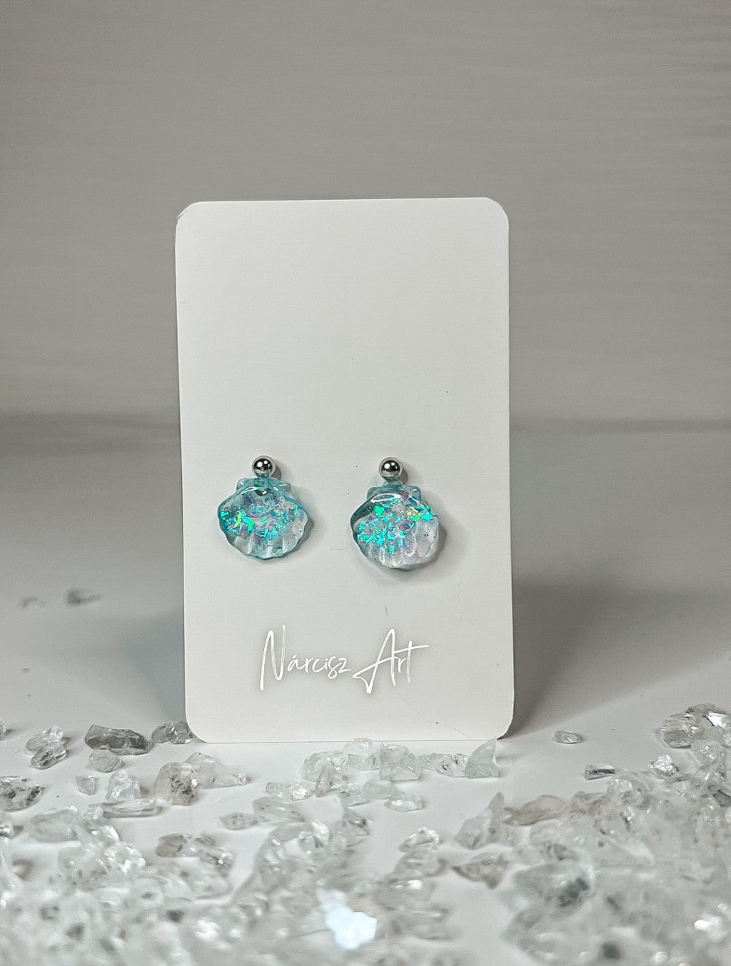 Kicsi Kagyló epoxi gyanta fülbevaló, több színben