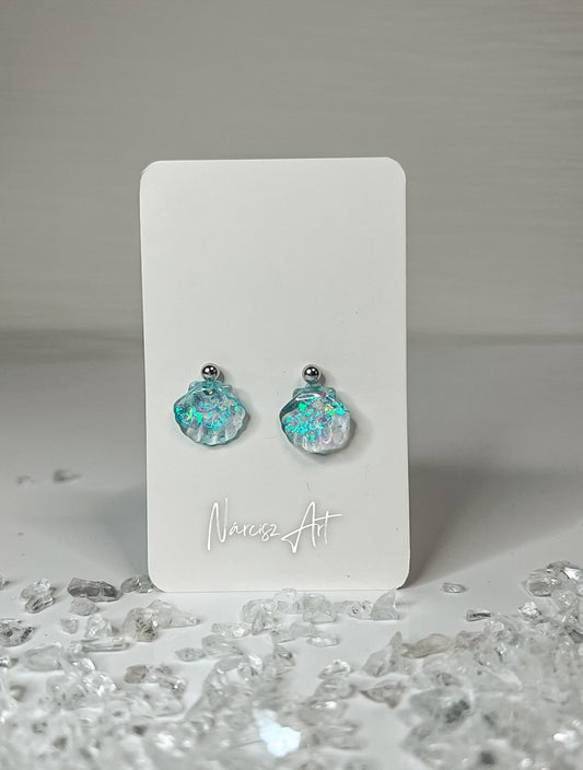 Kicsi Kagyló epoxi gyanta fülbevaló, több színben