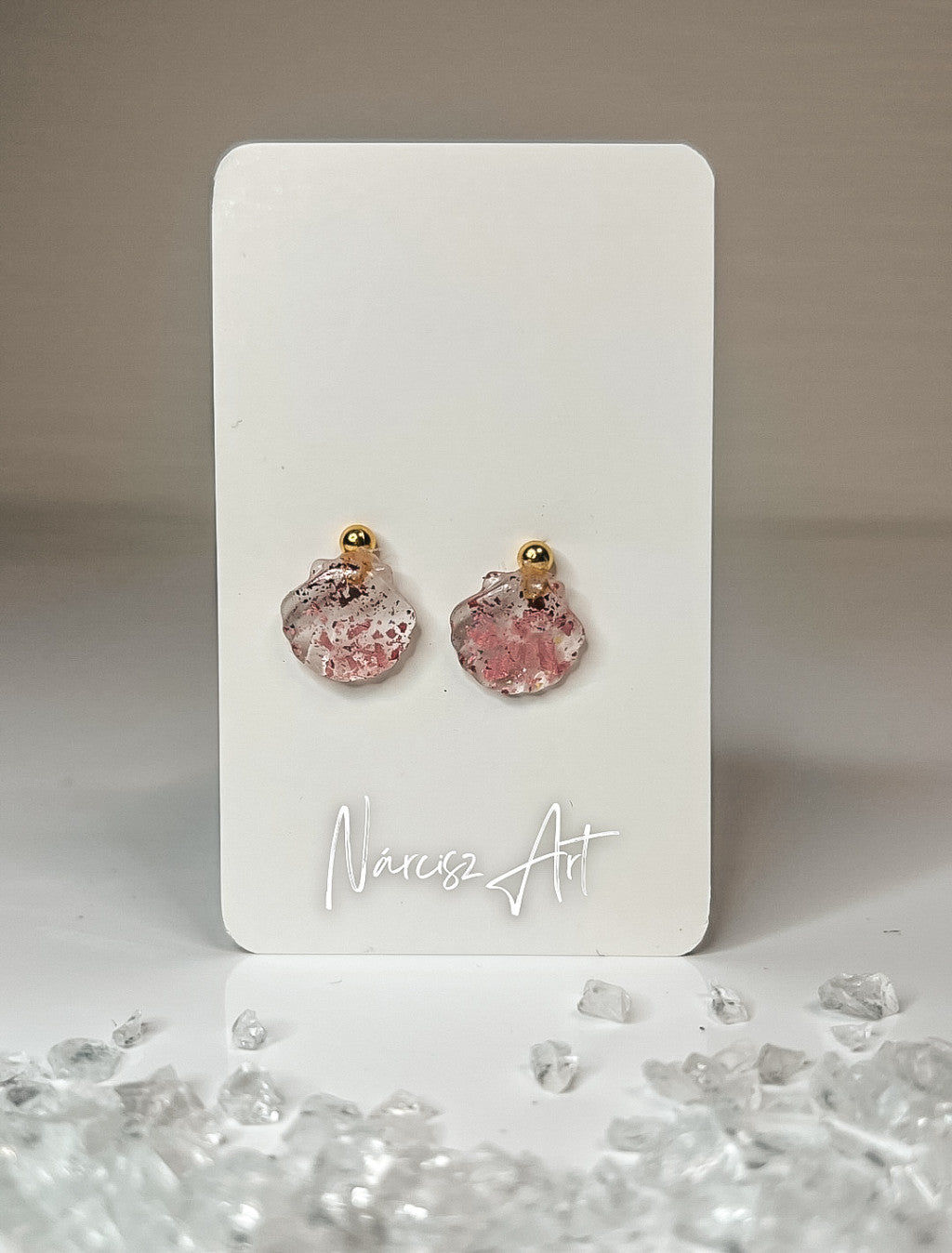 Kicsi Kagyló epoxi gyanta fülbevaló, több színben