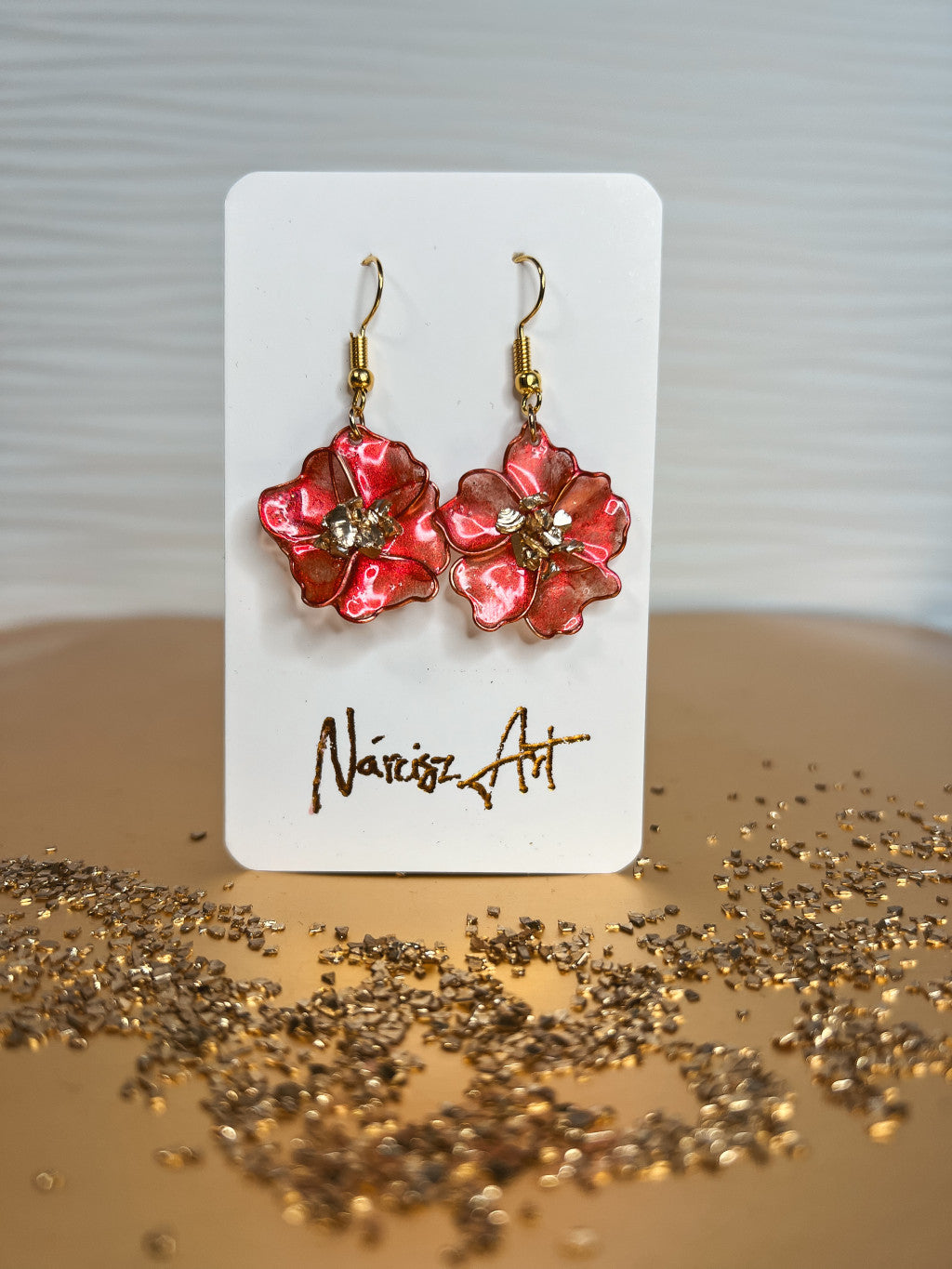 Lógós Virágos epoxi gyanta fülbevaló, két színben