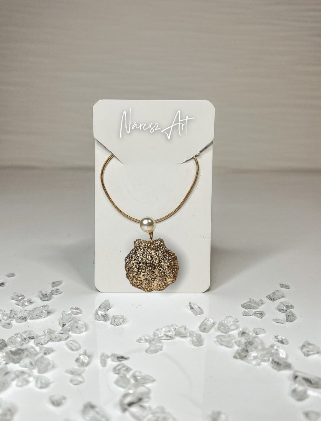 Kagyló formájú epoxi gyanta nyaklánc, két formában és több színben