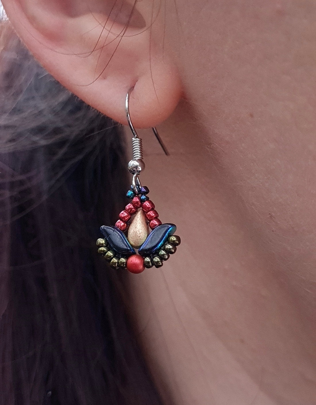 Matyó tulipán mintájú fülbevaló több formában