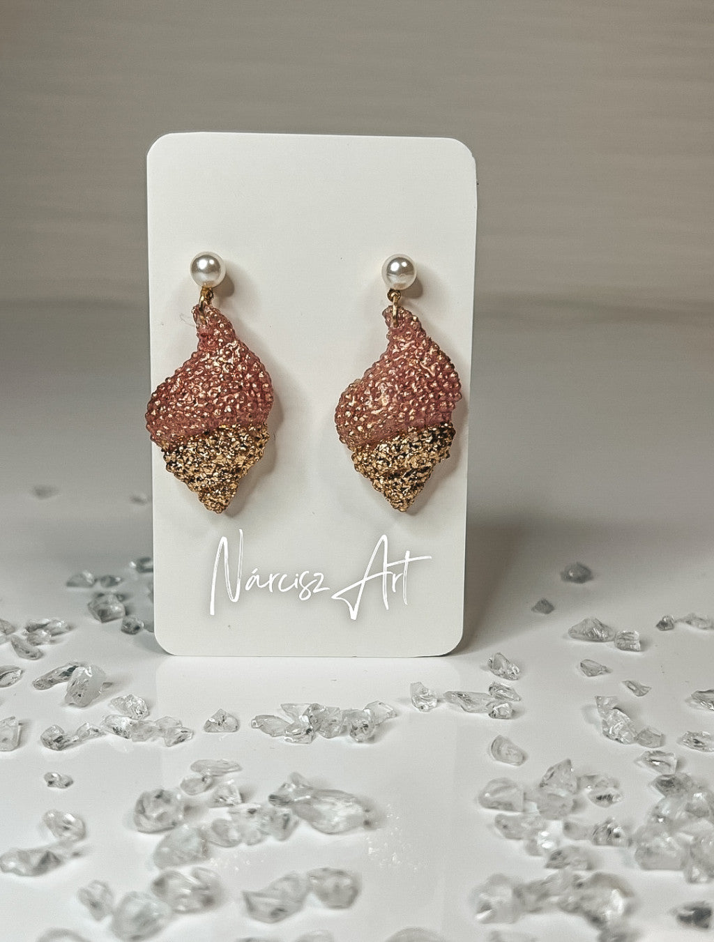 Kagyló formájú epoxi gyanta fülbevaló, több színben