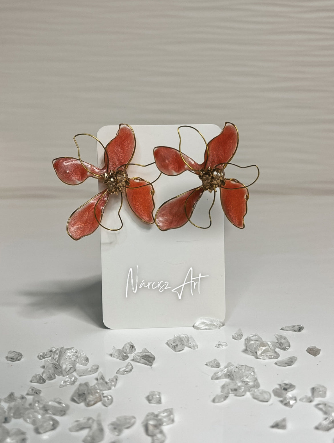 Virág formájú epoxi gyanta fülbevaló több színben