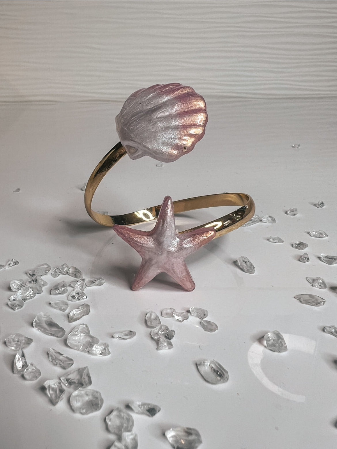 Tengeri kagyló és csillag epoxi gyanta női karperec