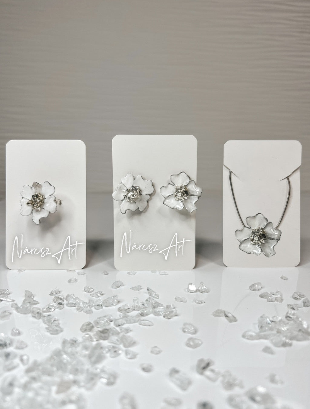 Virágos epoxi gyanta ékszer szett, több színben