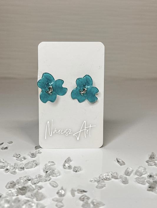 Kicsi Virágos epoxi gyanta fülbevaló, több színben