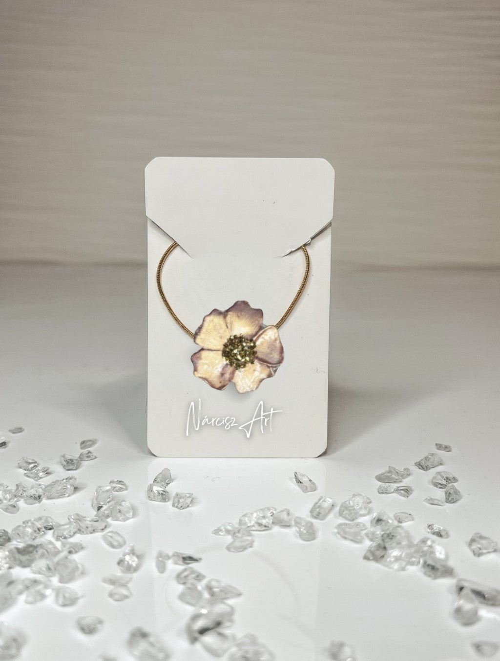 Virágos epoxi gyanta nyaklánc, több színben