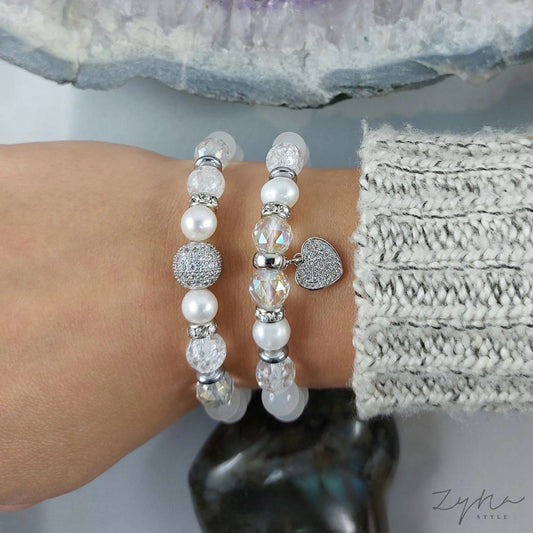 Stresszoldó, nőiesség erősítő, lelki egyensúlyt adó ásvány karkötő szett