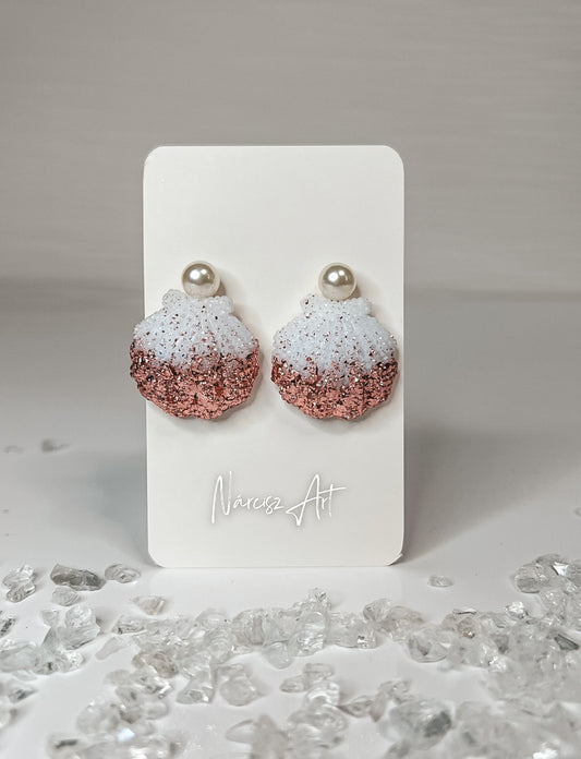 Kagylós formájú epoxi gyanta fülbevaló, több színben