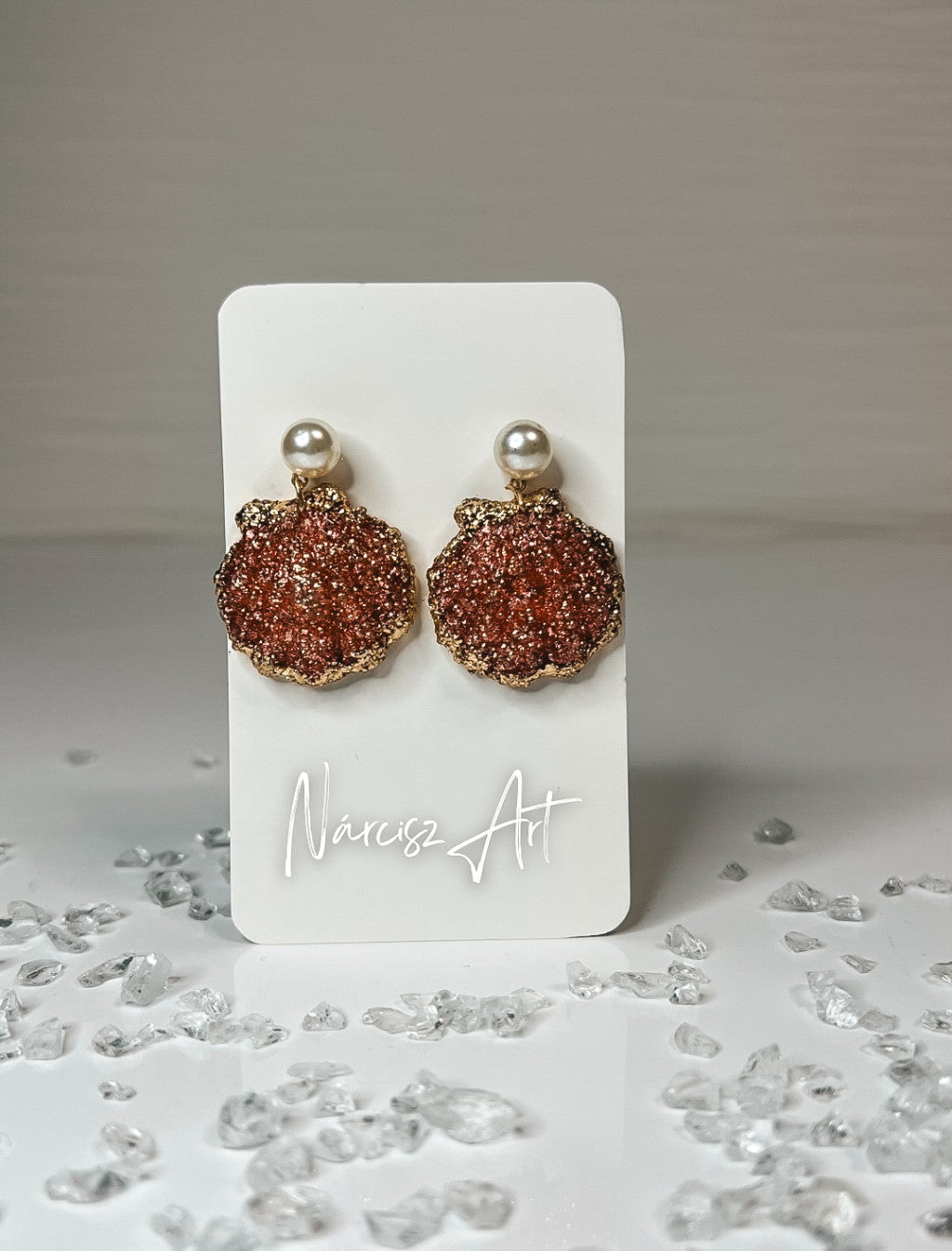 Kagylós formájú epoxi gyanta fülbevaló, több színben