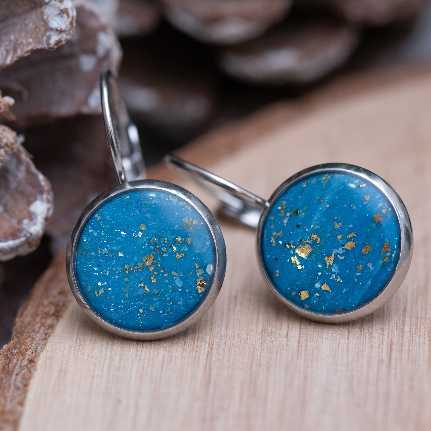 Cabochon stílusú fülbevalók - kék színárnyalatok