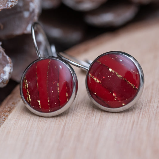 Cabochon stílusú fülbevalók - piros színárnyalatok