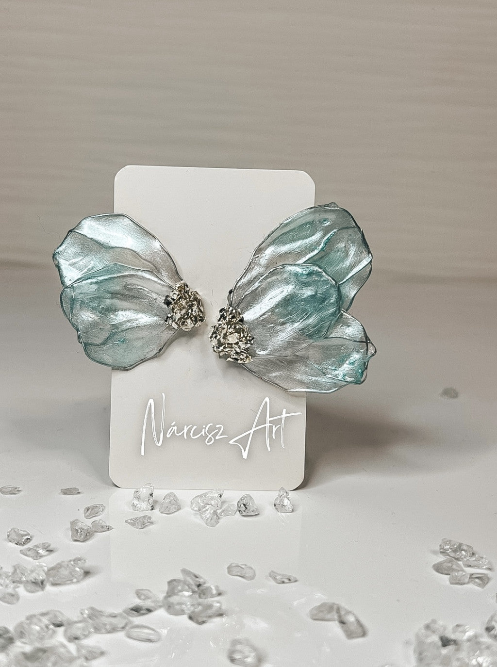 Asszimetrikus Virágos epoxi gyanta fülbevaló, több színben