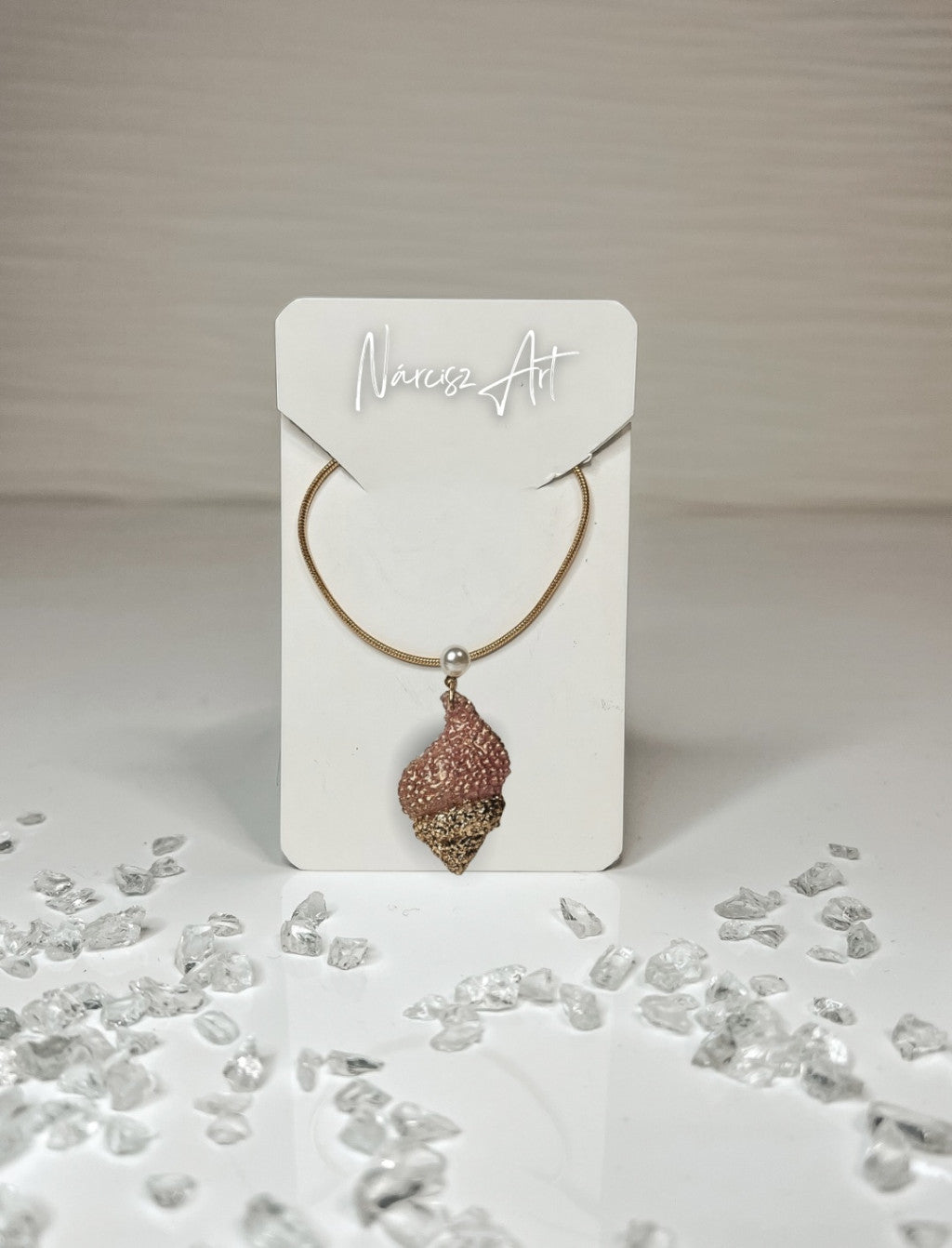 Kagyló formájú epoxi gyanta nyaklánc, két formában és több színben