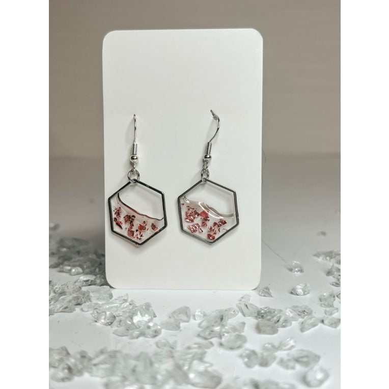 Geometriai mintás epoxi gyanta fülbevalók több formában és több színben