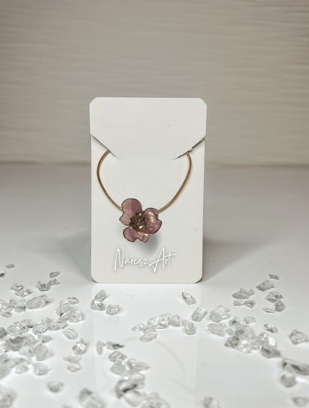 Virágos epoxi gyanta nyaklánc, több színben