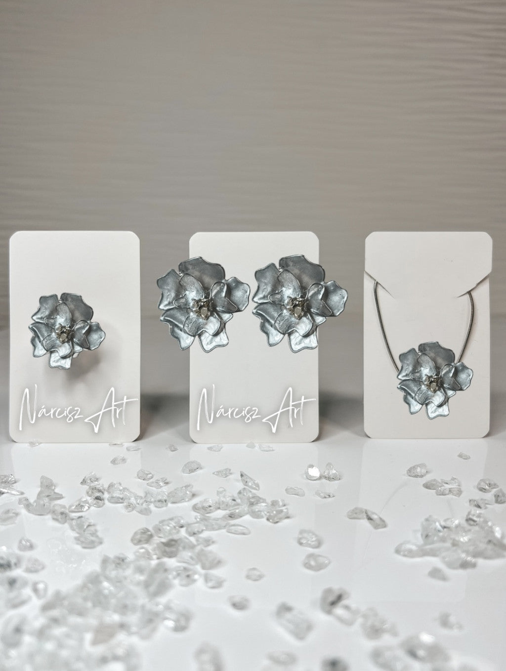 Virágos epoxi gyanta ékszer szett, több színben