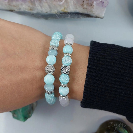 Belső békét teremtő, szervezet öngyógyító képességét aktivizáló női ásvány karkötő szett