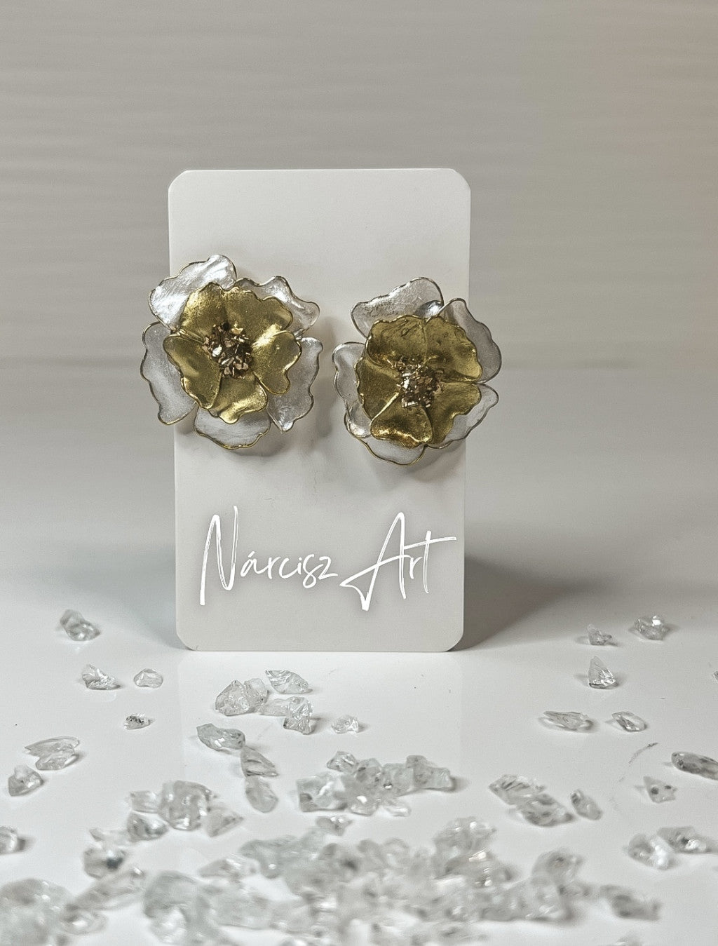 Dupla Virágos epoxi gyanta fülbevaló, több színben