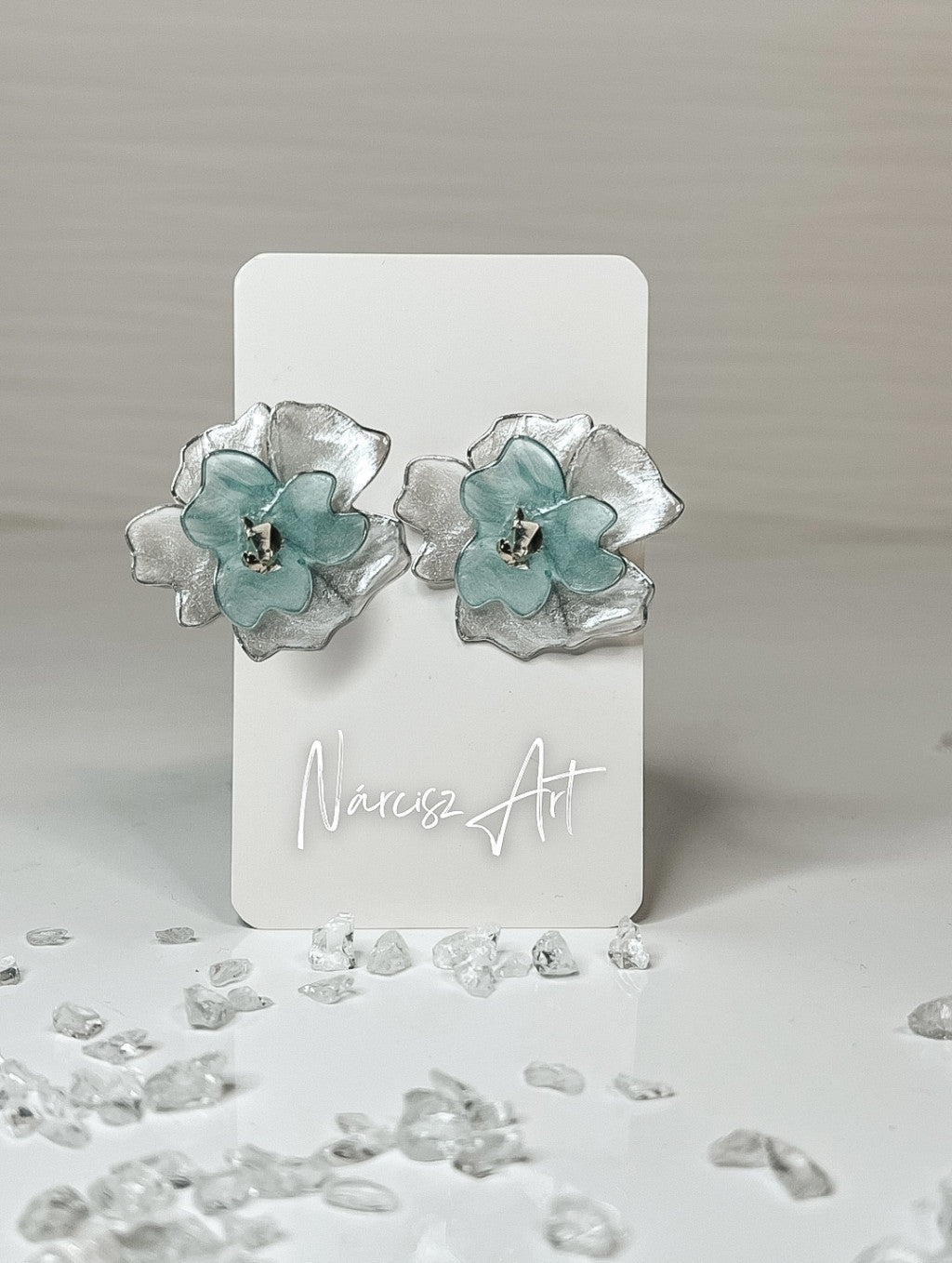 Dupla Virágos epoxi gyanta fülbevaló, több színben